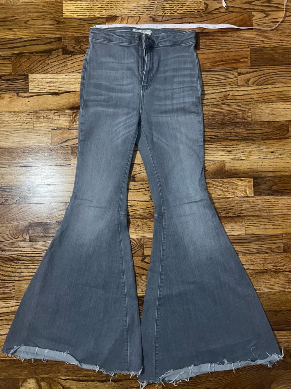 Free People Gray Flare Jeans - Mid Gray Stretch Denim
